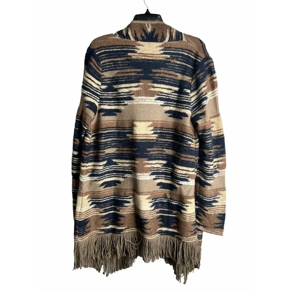 Lucky Brand Aztec Fringe Open Front Cardigan Large NWT - Picture 6 of 12